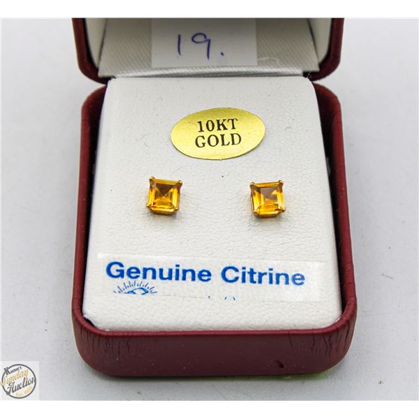10KT YELLOW GOLD CITRINE EARRINGS