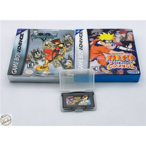 3 GAMEBOY ADVANCE GAME CARTRIDGES; 2 W/BOXES