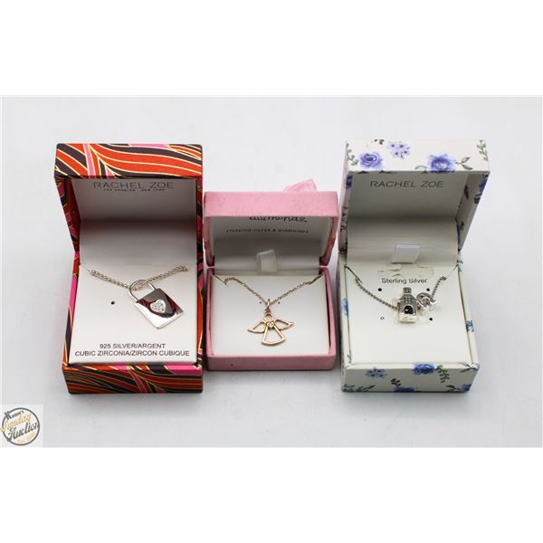 3 STERLING NECKLACES