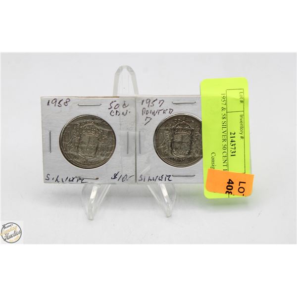 1957 & 58 SILVER 50 CENT PIECES
