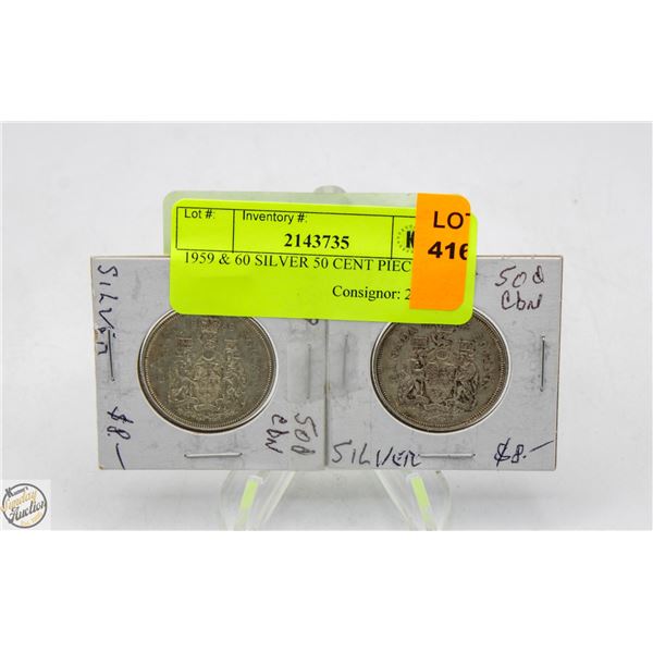 1959 & 60 SILVER 50 CENT PIECES
