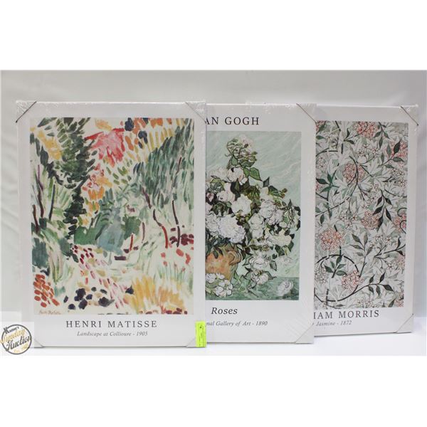 NEW W BOX INDUSLYFE LARGE FRAMED WALL ART 3 SET