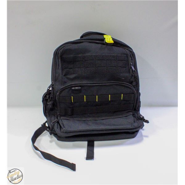 MULTI-SECTIONED POCKET BLACK BACKPACK