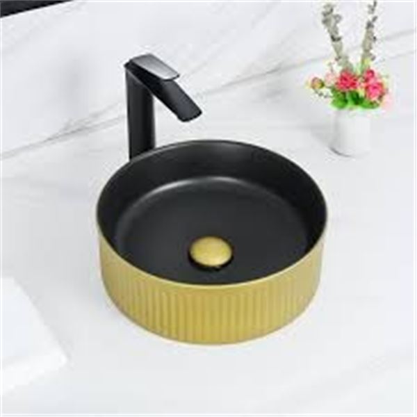 BRAND NEW DAVIVY 14.8" GOLD ROUND VESSEL SINK