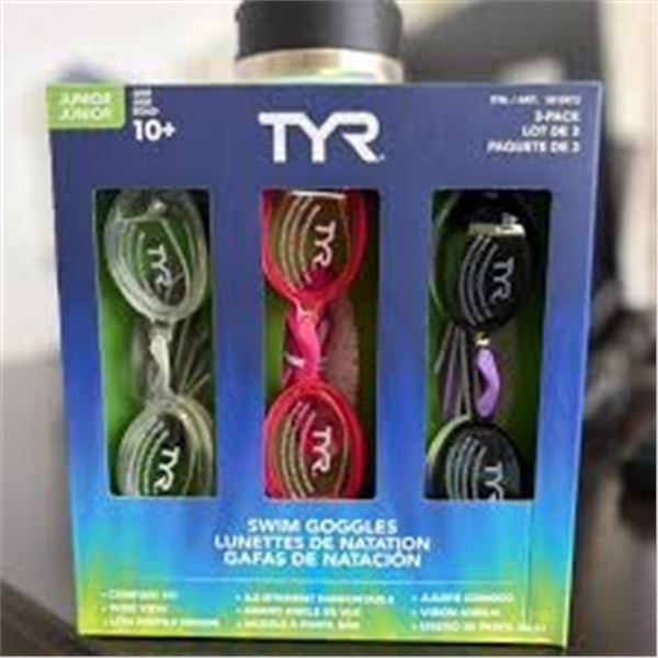 NEW 3PK TYR JUNIOR SWIM GOGGLES