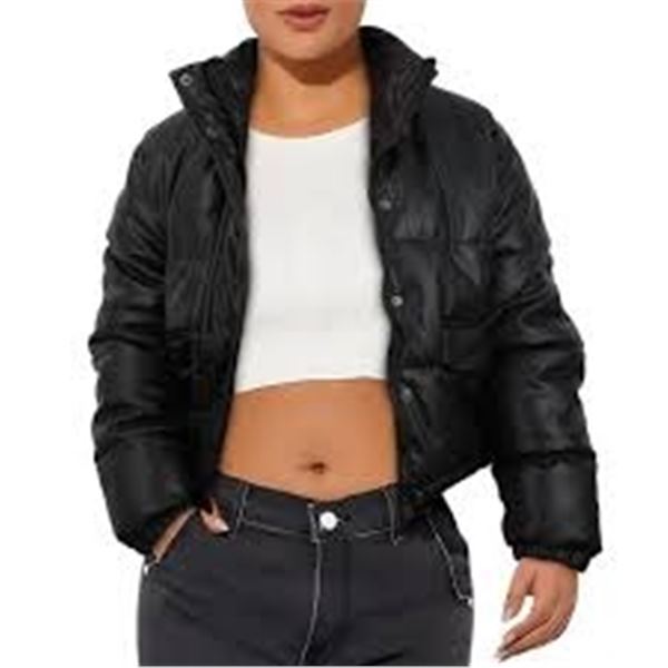 NEW XSYLXGC L WOMENS CROP SHORT JACKET COAT BLACK