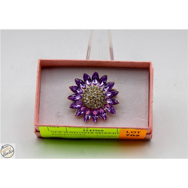 NEW SUNFLOWER BROOCH GLASS RHINESTONES