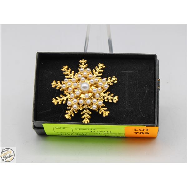 NEW SNOWFLAKE BROOCH WITH PEARL AND