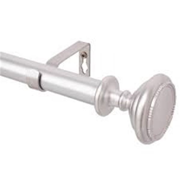NEW 3/4" DIAMETER WINDOW CURTAIN ROD 48-84" SILVER