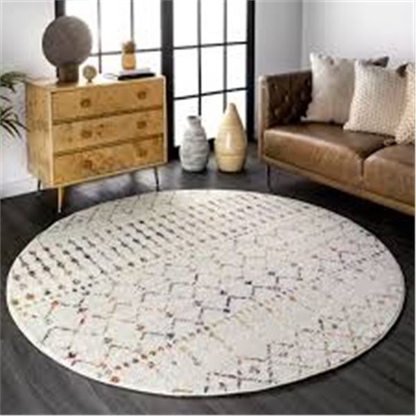 NEW NULOOM MOROCCAN BLYTHE AREA RUG 4' ROUND MULTI