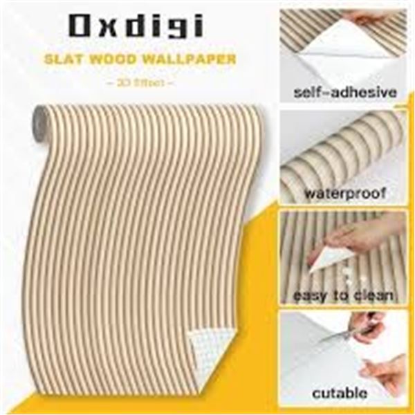 NEW OXDIGI WOODEN SLAT PEEL & STICK WALLPAPER