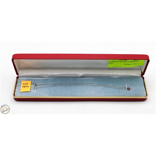 925 STERLING SILVER 14" WITH RED STONE