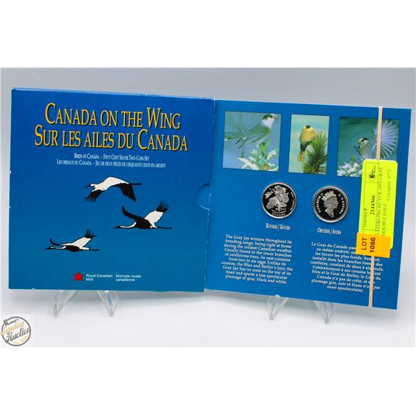 92.5% STERLING SILVER 1995 GRAY JAY DOUBLE HALF