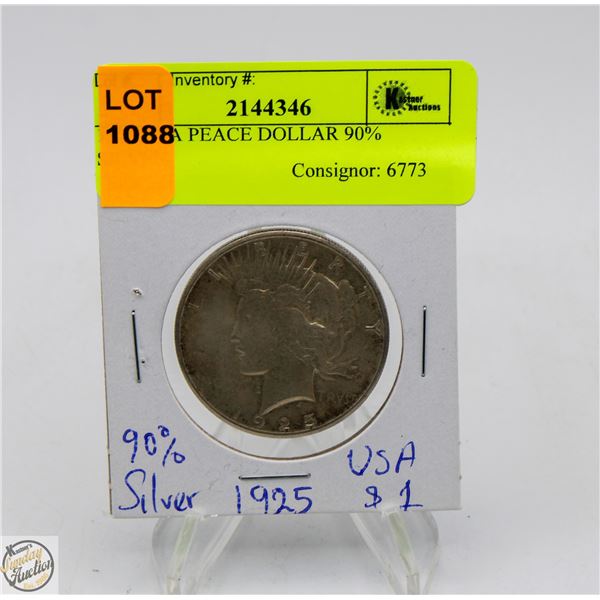 1925 USA PEACE DOLLAR 90% SILVER