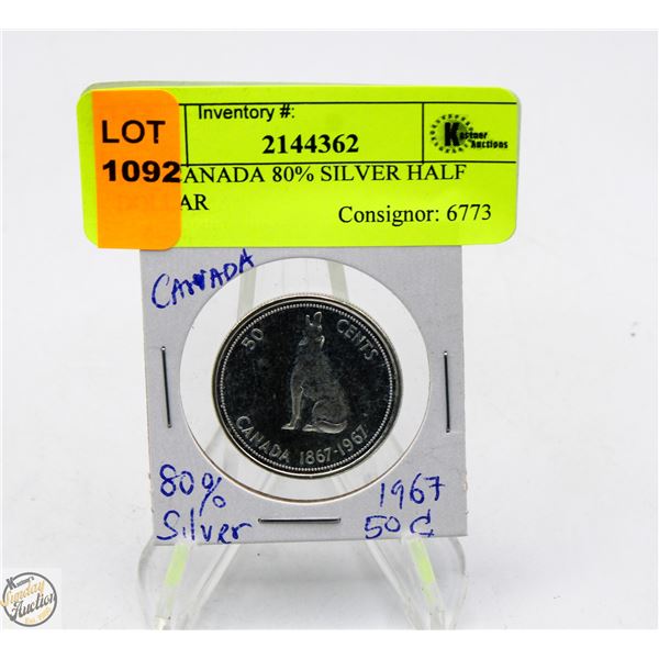 1967 CANADA 80% SILVER HALF DOLLAR