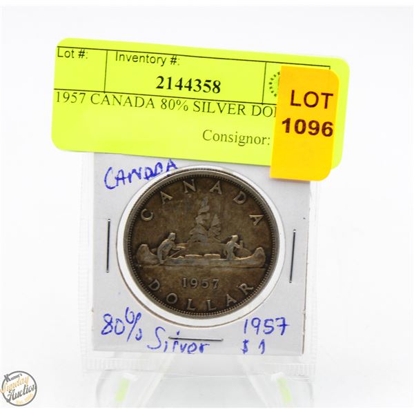 1957 CANADA 80% SILVER DOLLAR