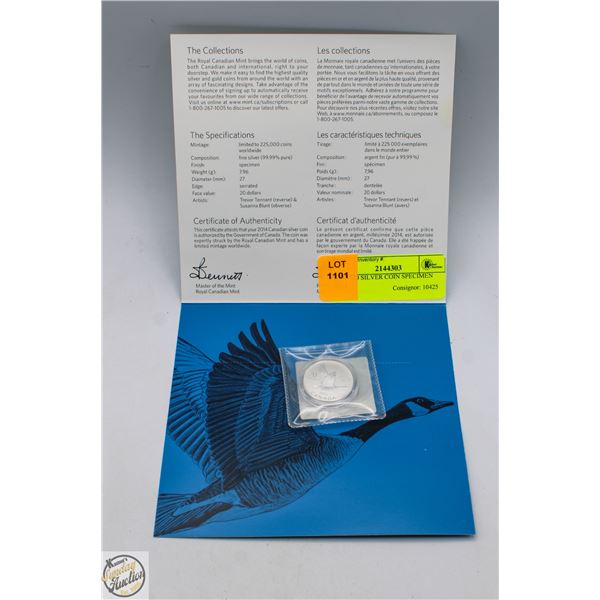 CND $20 SILVER COIN SPECIMEN 2014