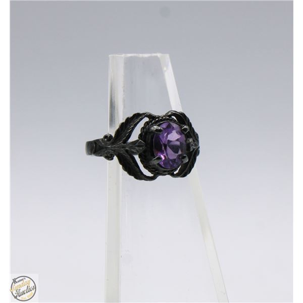 3.4 GRAM 925 SILVER VINTAGE AMETHYST RING SZ 7