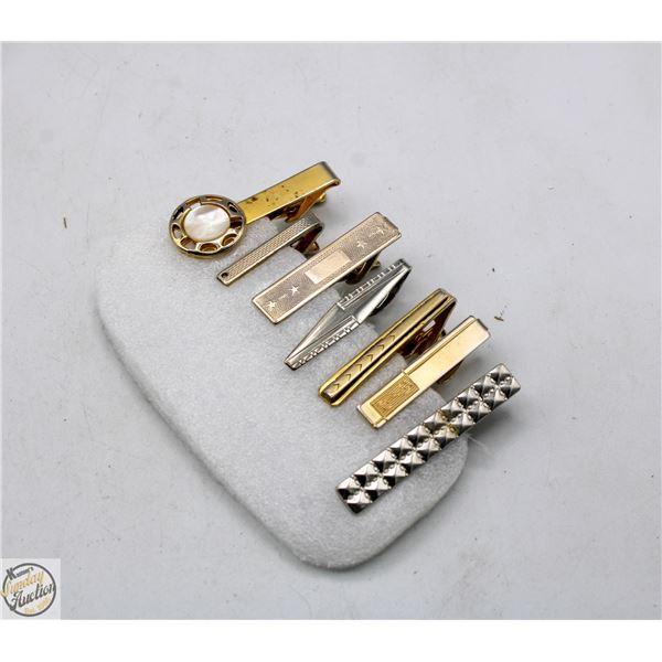 LOT OF 7 VINTAGE TIE CLIPS, HICKOK & MORE