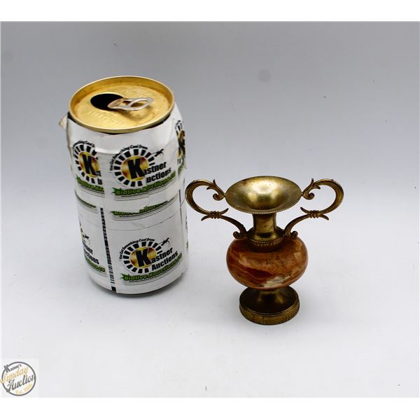VINTAGE BRASS & MARBLE MINI AMPHORA VASE