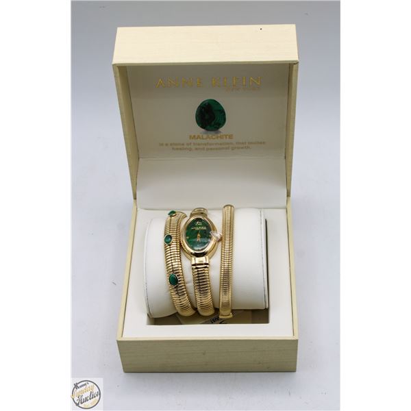 NEW ANNE KLEIN MALACHITE WATCH & 2 BRACELET SET