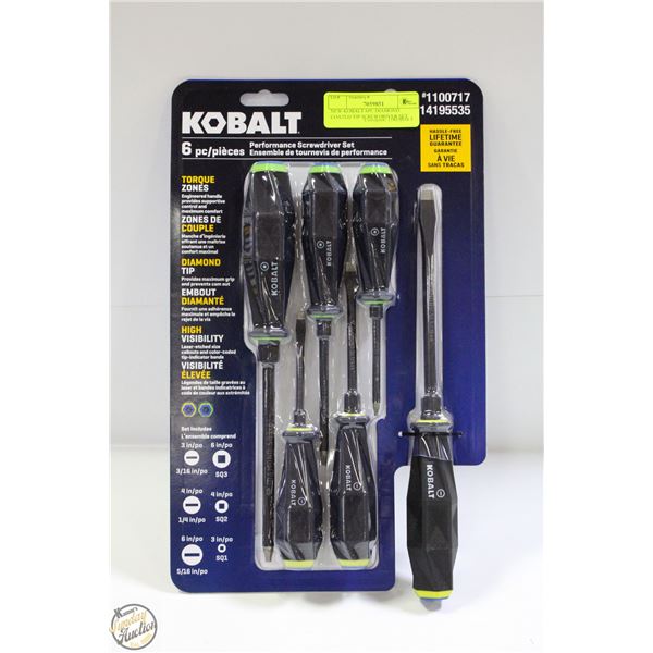 NEW KOBALT 6PC DIAMOND COATED TIP SCREWDRIVER SET
