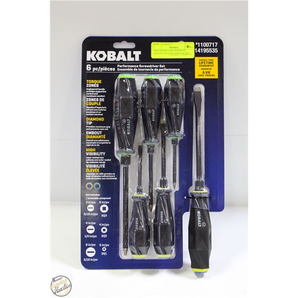 NEW KOBALT 6PC DIAMOND COATED TIP SCREWDRIVER SET