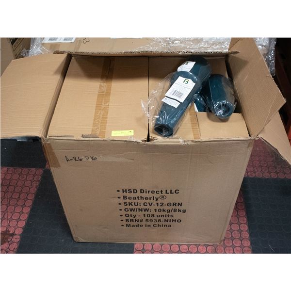 LARGE CASE WITH 108 CEMETARY FLOWER VASES