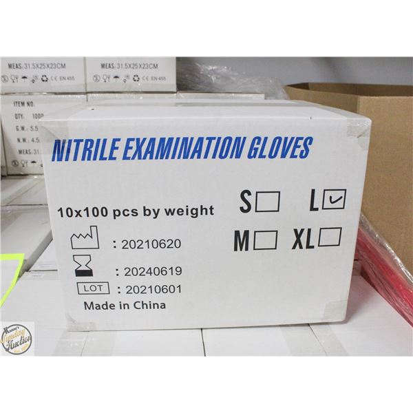 CASE WITH 1000 SIZE LARGE NITRILE EXAM GLOVES