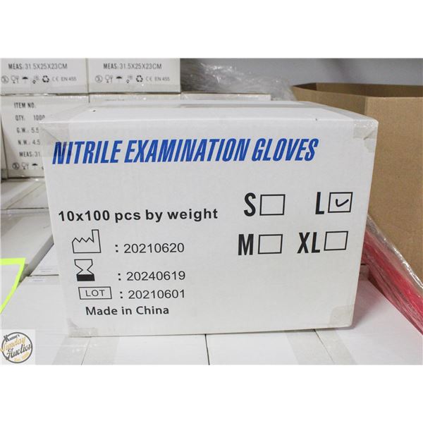 CASE WITH 1000 SIZE LARGE NITRILE EXAM GLOVES