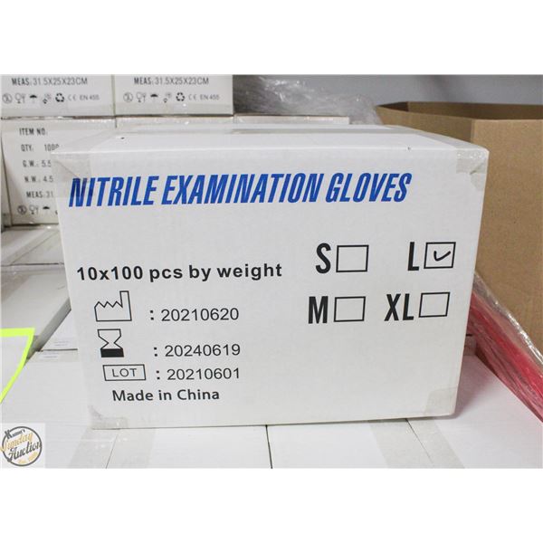 CASE WITH 1000 SIZE LARGE NITRILE EXAM GLOVES