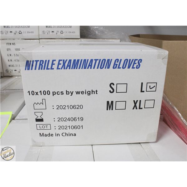CASE WITH 1000 SIZE LARGE NITRILE EXAM GLOVES