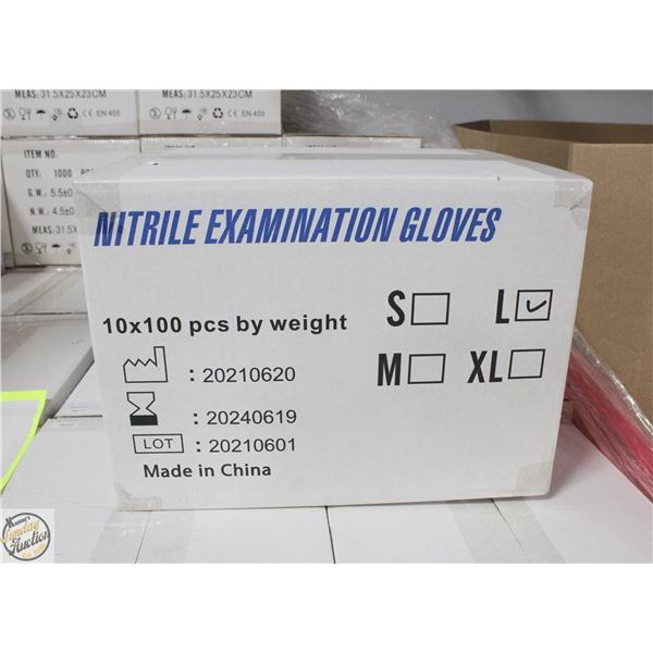 CASE WITH 1000 SIZE LARGE NITRILE EXAM GLOVES