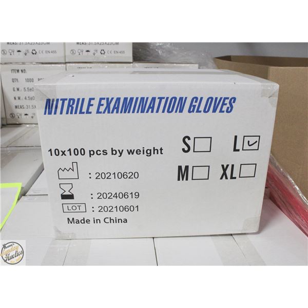 CASE WITH 1000 SIZE LARGE NITRILE EXAM GLOVES