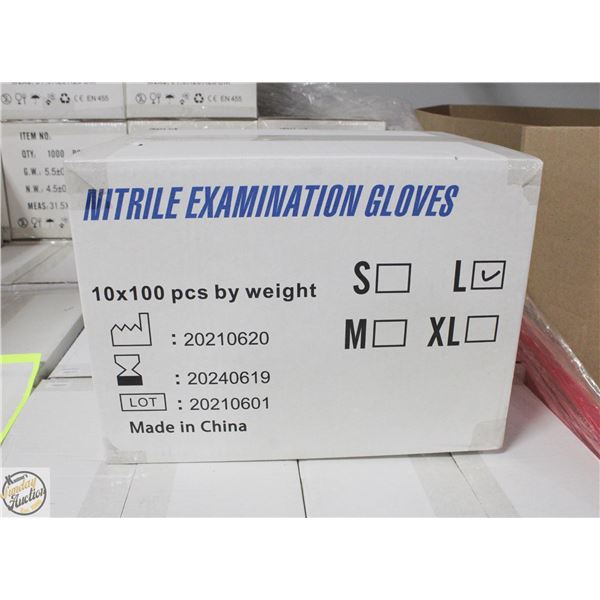 CASE WITH 1000 SIZE LARGE NITRILE EXAM GLOVES