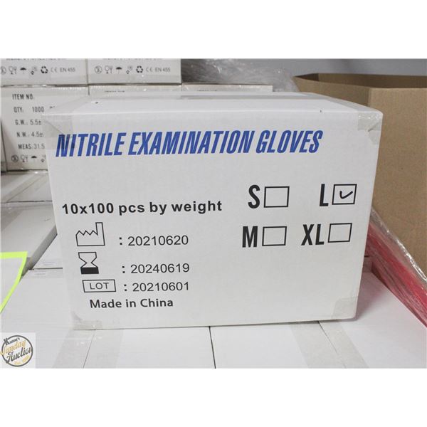 CASE WITH 1000 SIZE LARGE NITRILE EXAM GLOVES
