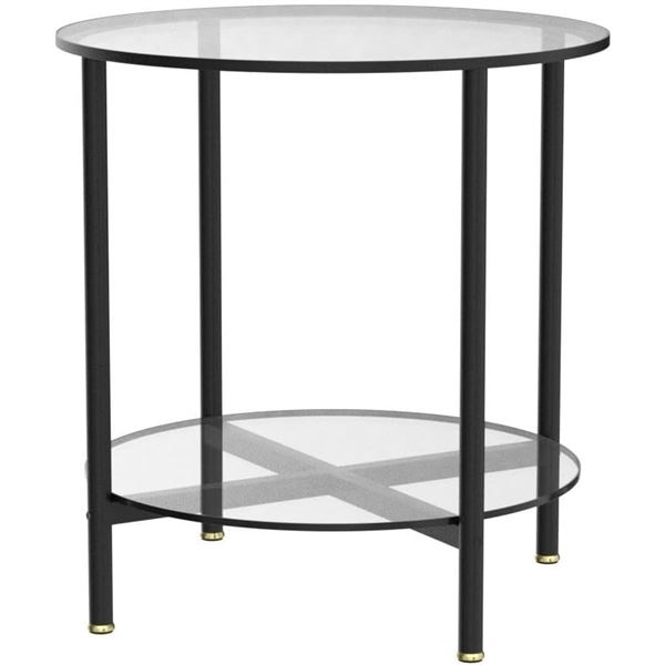 NEW ASSEMBLED ARTLOGE TEMPERED GLASS END TABLE