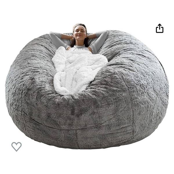 NEWLY INFLATED ADULT BEAN BAG CHAIR GREY