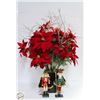 Image 1 : LARGE ARTIFICIAL POINSETTA PLANT 42"