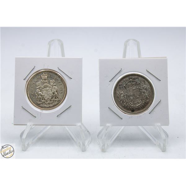 CANADIAN 50 CENT PIECES 1955, 1962