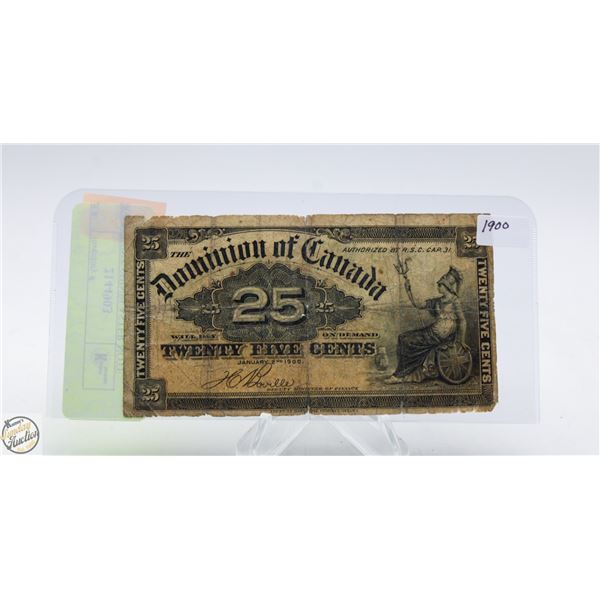 1900 25 CENT SHINPLASTER NOTE