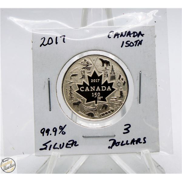 2017 CANADA 150TH 99.9% SILVER 3 DOLLAR COIN