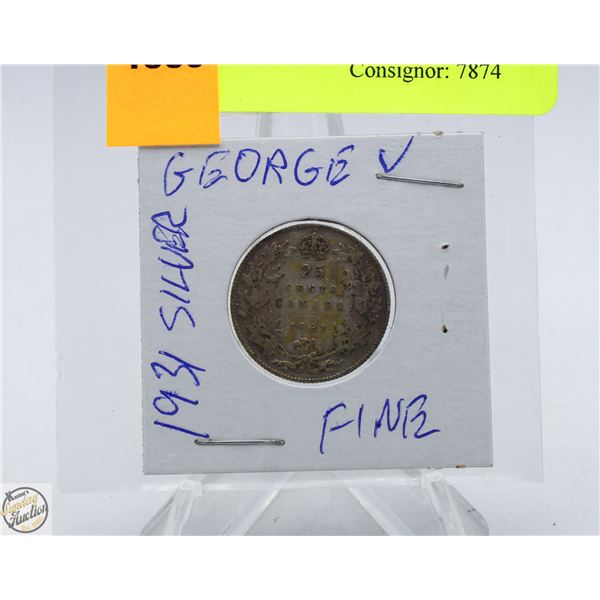 1931 GEORGE V QUARTER SILVER