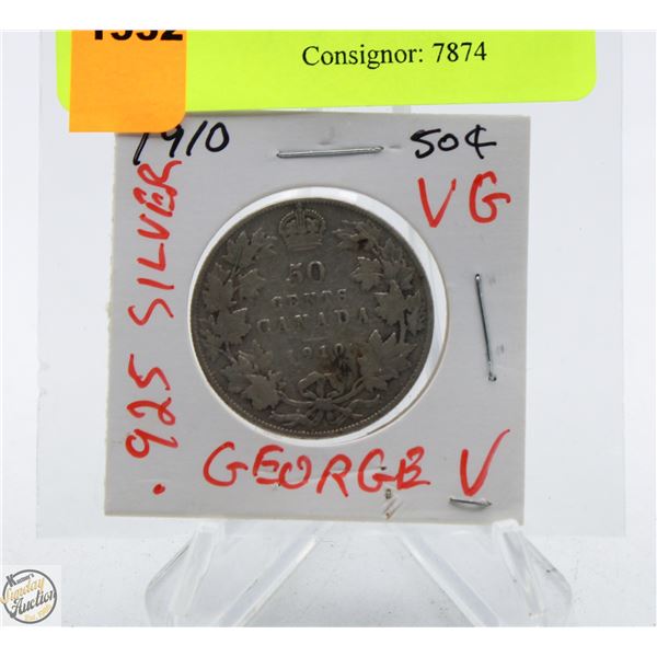 1910 GEORGE V 50 CENT SILVER