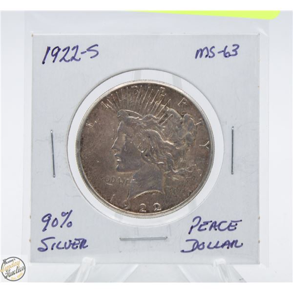 1922-5 USA 90% SILVER PEACE DOLLAR