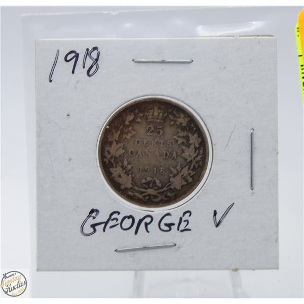1918 GEORGE V QUARTER SILVER