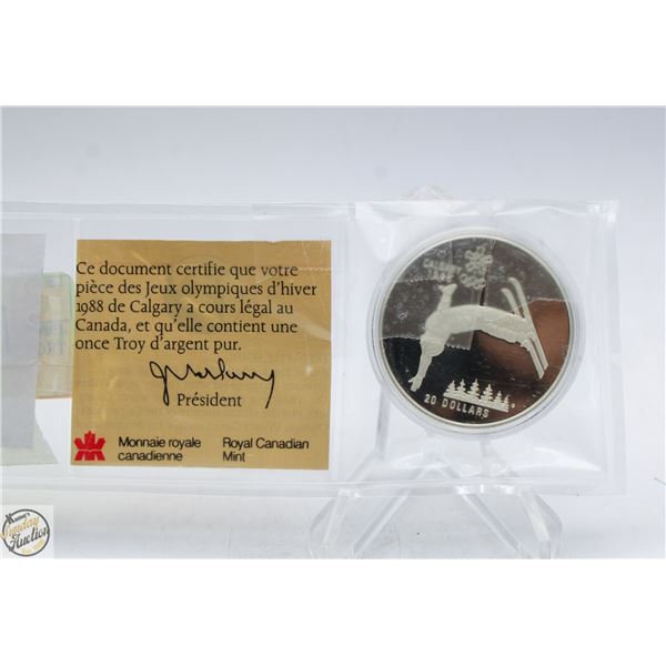 1986 CALGARY OLYMPICS $20 COIN 1 TROY OZ SILVER