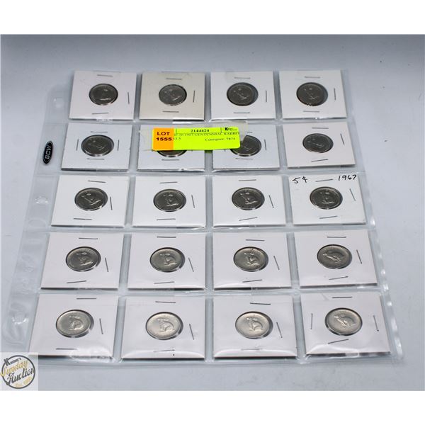 LOT OF 20 1967 CENTENNIAL RABBIT NICKELS