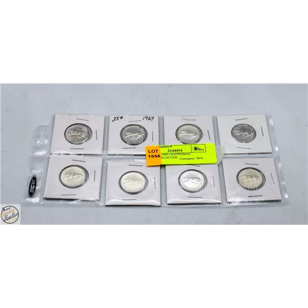 LOT OF 8 1967 CENTENNIAL QUARTERS SILVER