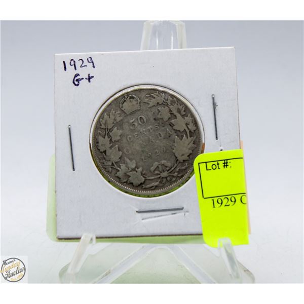 1929 CANADA 50 CENT SILVER COIN